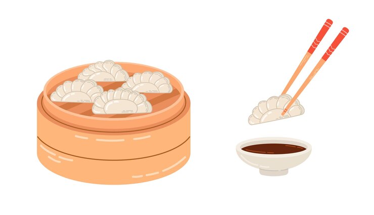 Vector ilustración del plato tradicional japonés gyoza