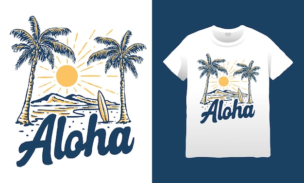 Ilustración de playa aloha
