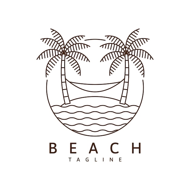 Ilustración de playa estilo monoline o line art