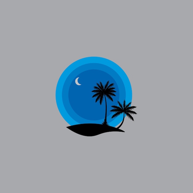Ilustración de playa y palmeras