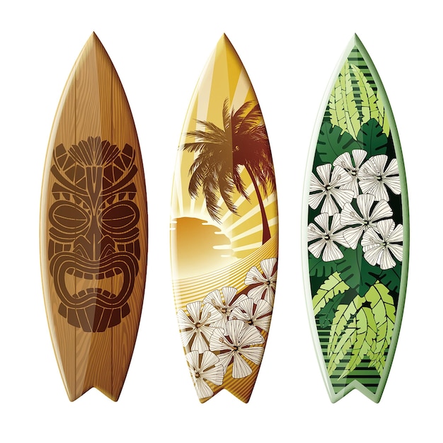 Vector ilustración de la playa de surf de moda