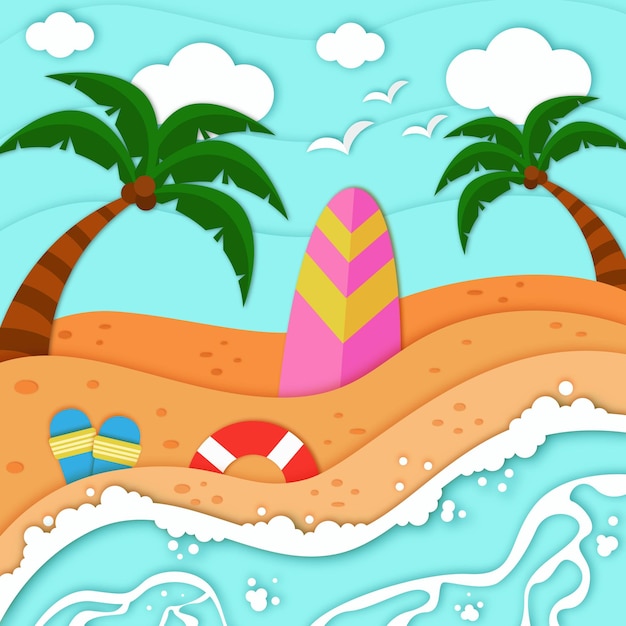 Ilustración de la playa de verano