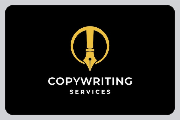 Ilustración pluma moderna escribiendo en el diseño del logotipo del círculo