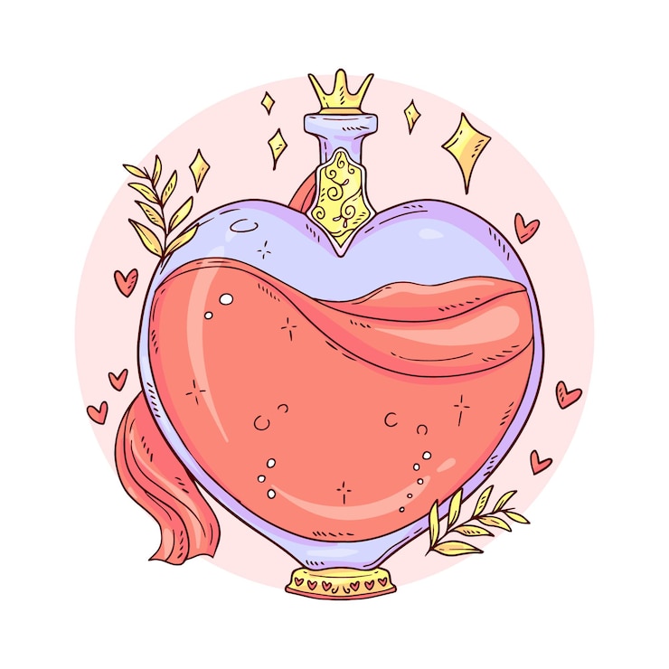 Vector ilustración de poción de amor dibujada a mano