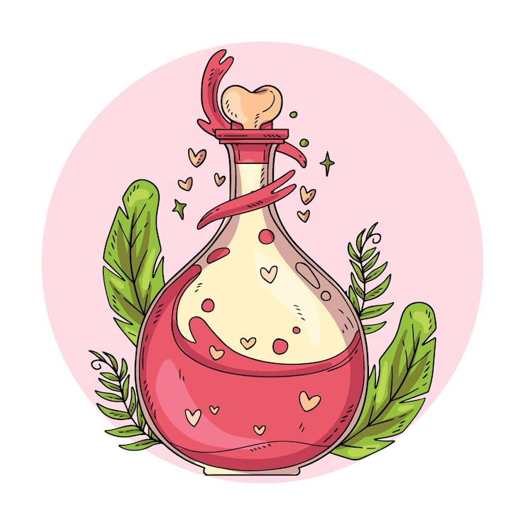 Vector ilustración de poción de amor dibujada a mano