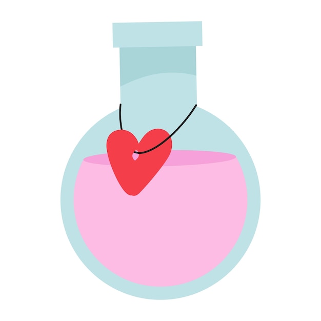Ilustración de poción de amor de diseño plano sobre fondo blanco