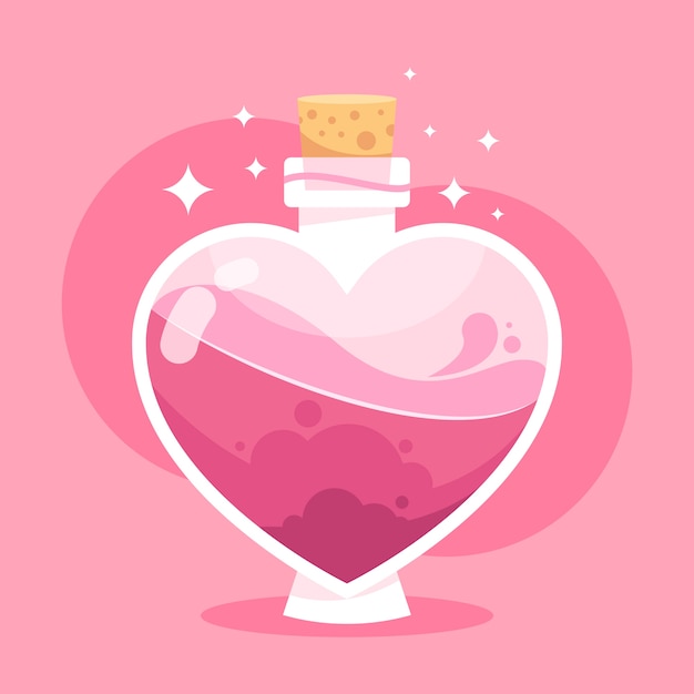 Vector ilustración de poción de amor de diseño plano