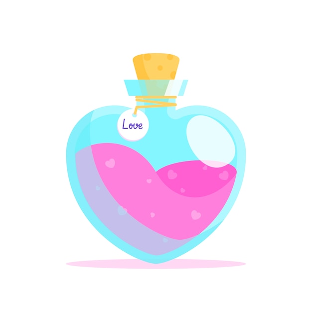 Ilustración de poción de amor de diseño plano