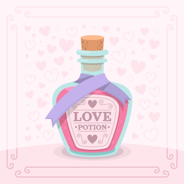 Ilustración de poción de amor de diseño plano