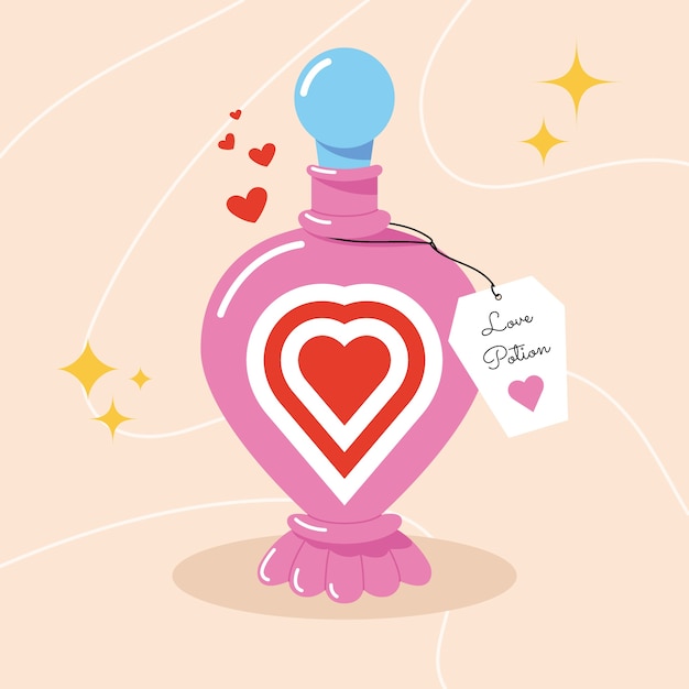 Vector ilustración de poción de amor de estilo dibujado a mano