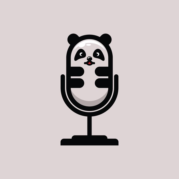 Ilustración de podcast de panda logo plano