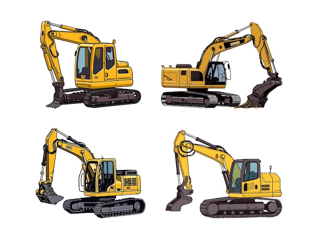Ilustración de una poderosa excavadora en el poder de mover la tierra