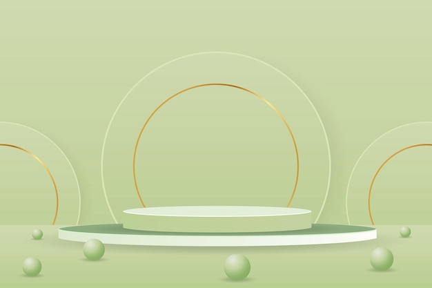 Ilustración de podio geométrico abstracto verde para la exhibición de productos