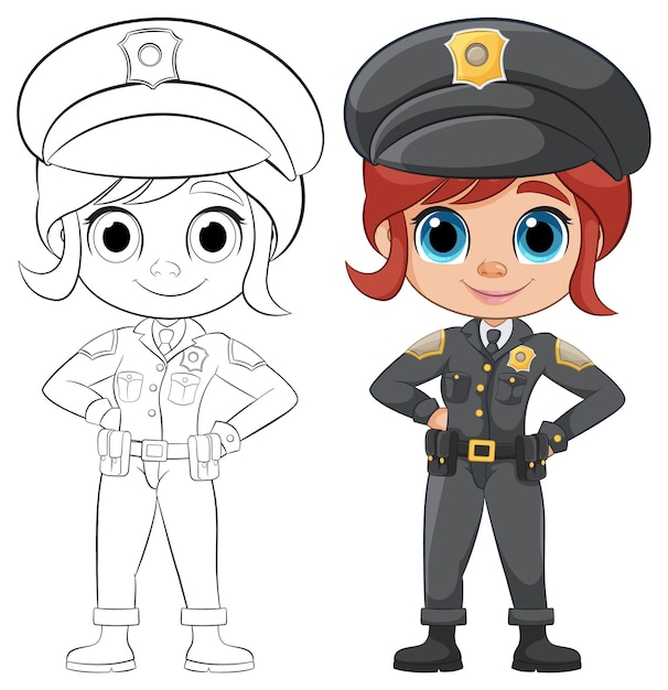 Ilustración de una policía de dibujos animados