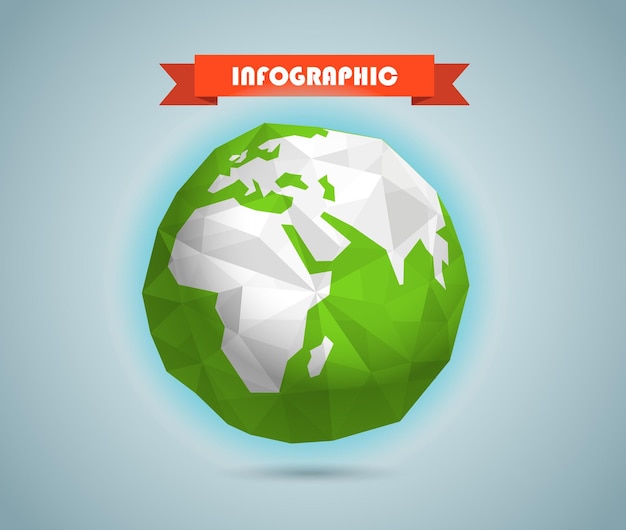 Ilustración poligonal de la plantilla de elementos infográficos de la Tierra