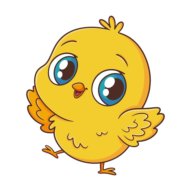 Vector ilustración de pollito de dibujos animados dibujados a mano