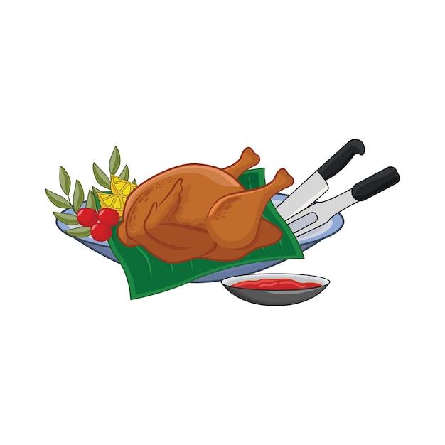 Ilustración de un pollo asado