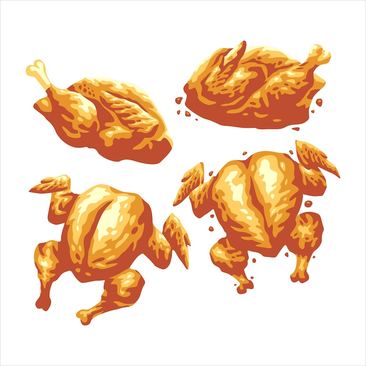 Vector ilustración de pollo frito aislado sobre fondo blanco