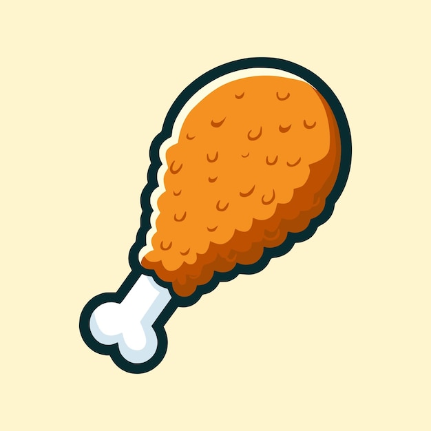 Ilustración de pollo frito al estilo de dibujos animados