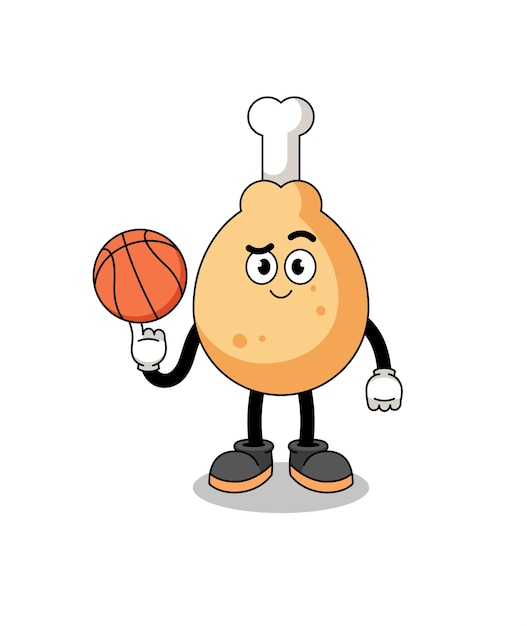 Ilustración de pollo frito como jugador de baloncesto