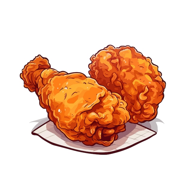 Vector ilustración de pollo frito dibujado a mano
