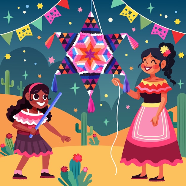 Vector ilustración de las posadas planas