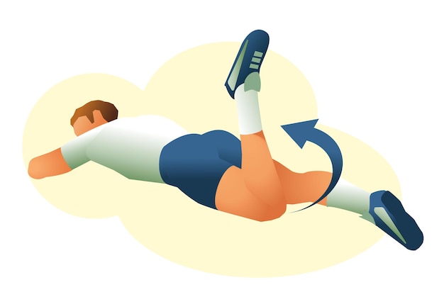 Ilustración de la posición de ejercicio de la articulación de la rodilla de fisioterapia Ejercicio 4