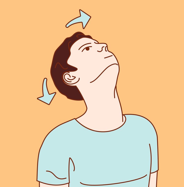 Vector ilustración de posición de ejercicio para dolor de cuello y hombro articulación del cuello ejercicio 5