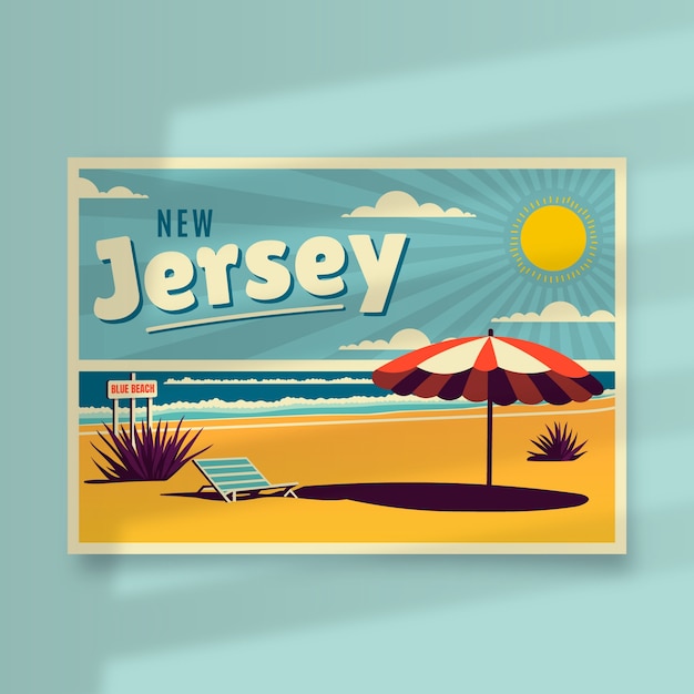 Ilustración de postal de nueva jersey