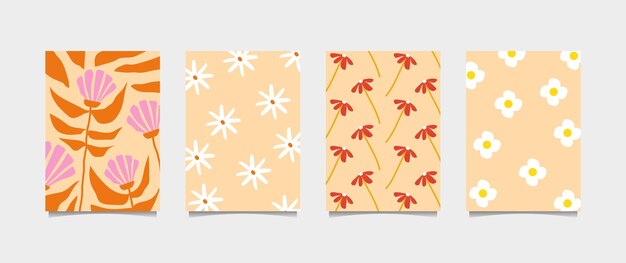ilustración de póster floral estilo años 60 perfecta para decoración de paredes