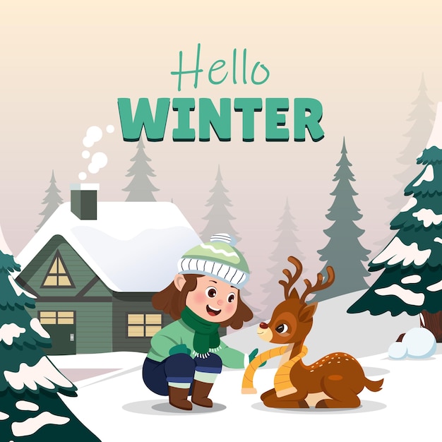 Vector ilustración del póster de hello winter