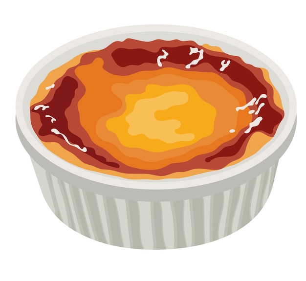 Ilustración de postre de creme brulee aislada sobre un fondo blanco