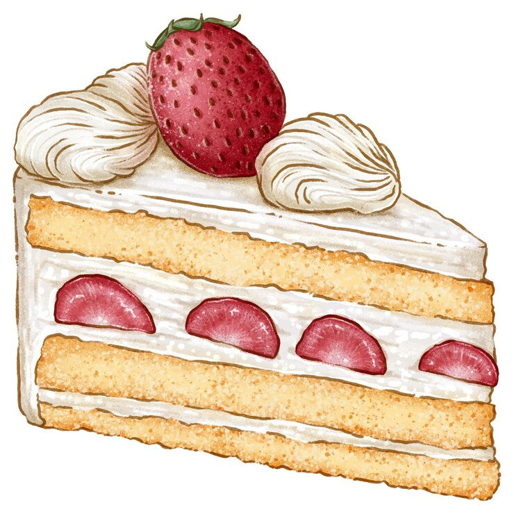 Ilustración de postres y pasteles de fresas dibujados a mano
