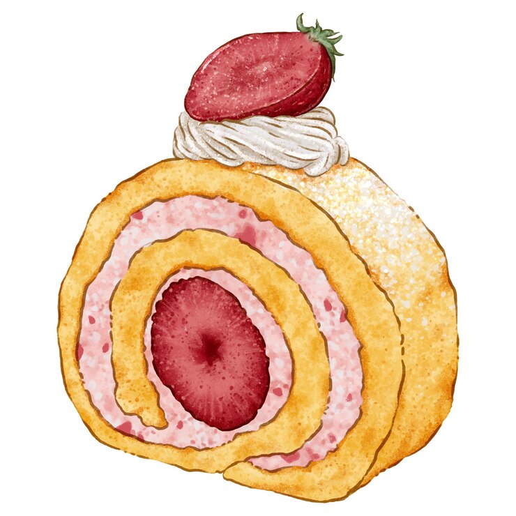 Ilustración de postres y pasteles de fresas dibujados a mano