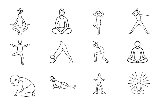 Ilustración de posturas de yoga