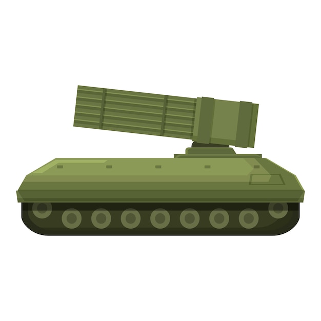 Ilustración de un potente vehículo militar rastreado que lanza cohetes