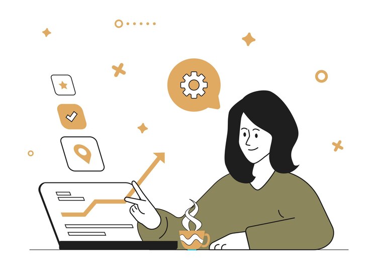 Ilustración de premia plana vectorial del marketing empresarial y el marketing digital