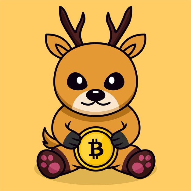 Ilustración premium de lindo ciervo y animal chibi.