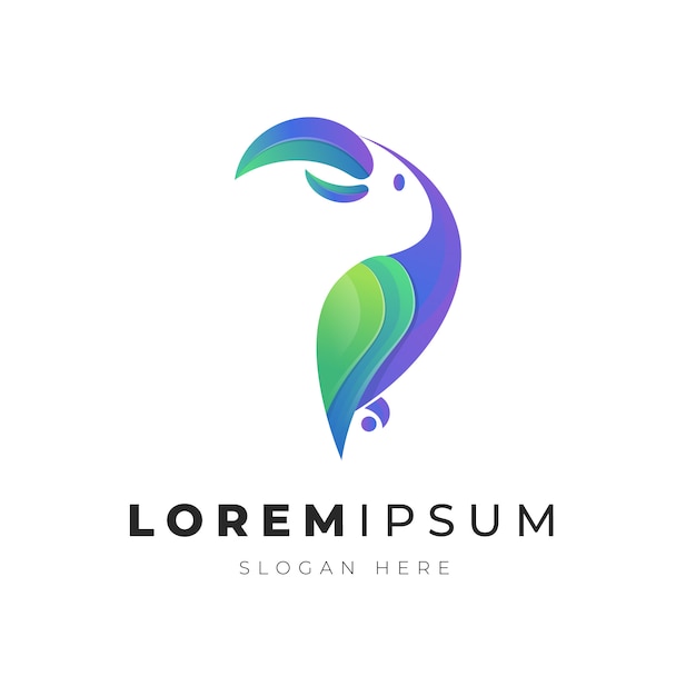 Ilustración premium del logo de pájaro loro abstracto colorido