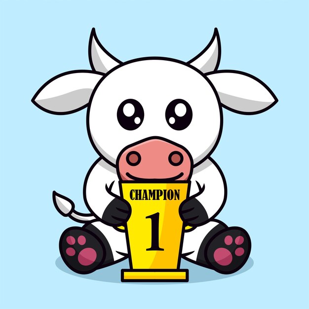 Ilustración premium de vaca linda y animal chibi