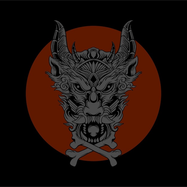 ilustración premium de vector de cabeza de dragón