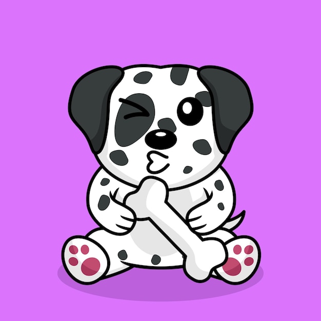 Ilustración premium de vector de perro lindo que lleva un hueso