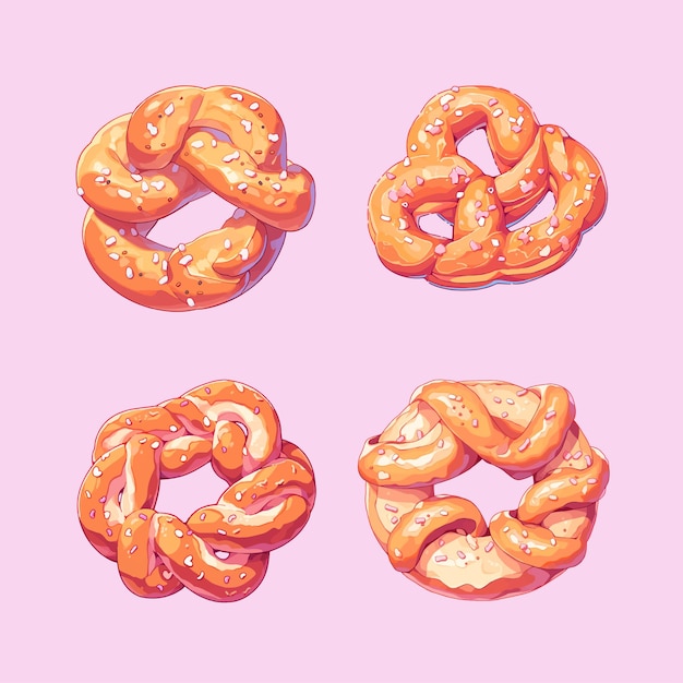 Vector ilustración de pretzel de dibujos animados lindo kawaii