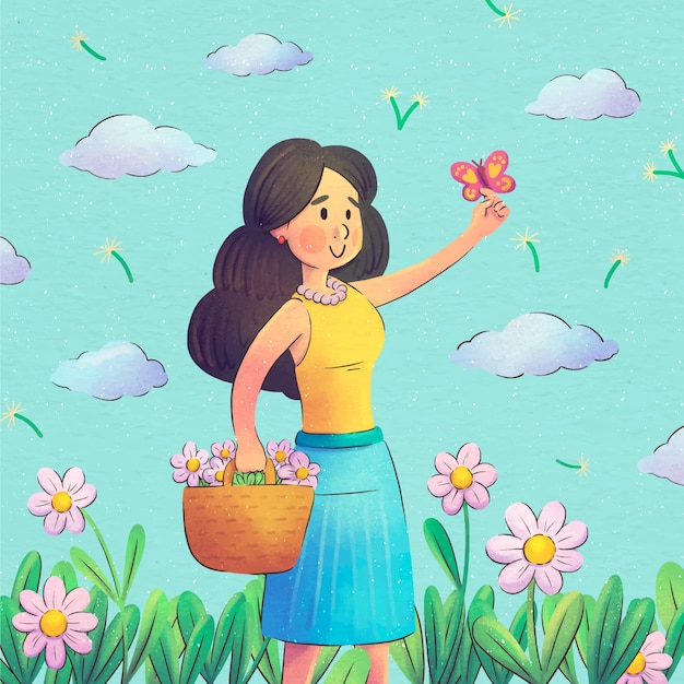 Ilustración de primavera acuarela