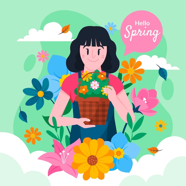 Ilustración de primavera floral plana