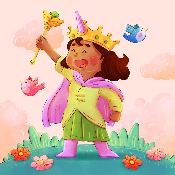 Vector ilustración de la princesa en acuarela