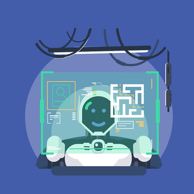 Ilustración Problema de escaneo de robots humanoides por vectores