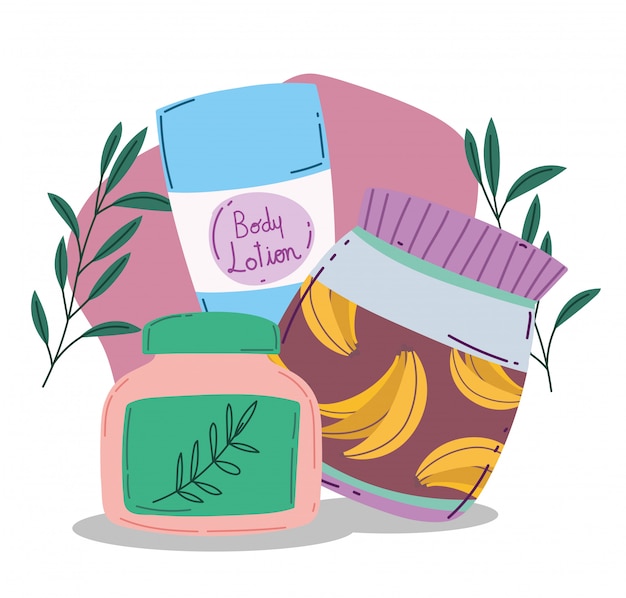 Ilustración de productos de crema para el cuidado de la piel de loción corporal de belleza de moda de productos de maquillaje