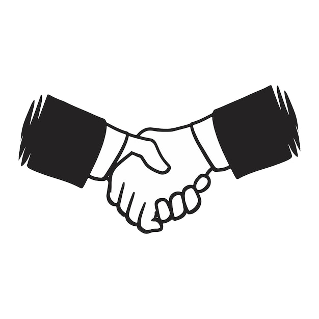 Ilustración profesional de apretón de manos Ilustración vectorial en blanco y negro de dos personas