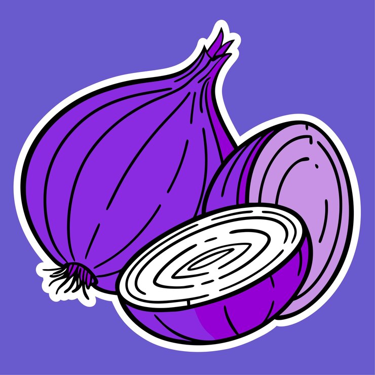 Vector ilustración profesional de cebolla púrpura con sombreado gráfico vectorial de gradiente